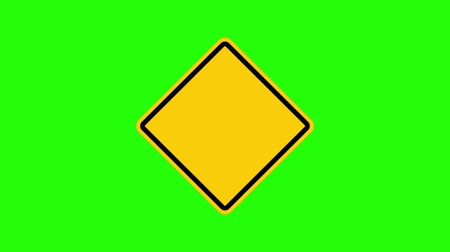 Road Fork Right and Left Turn Sign Animation 4K Looping Alpha Chroma Green Screen Yellow Traffic Marking Icon