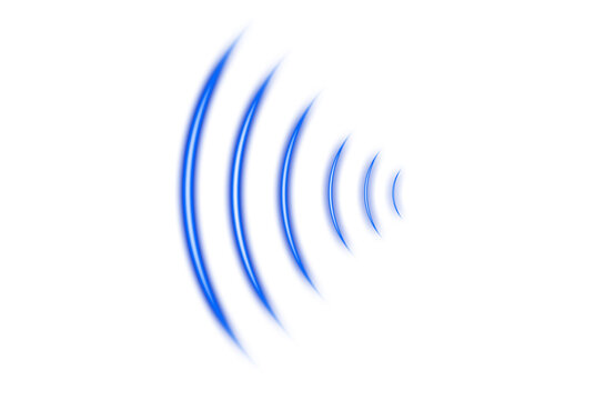 Neon Blue Sound Waves Wireless Signal Frequency Transmission Technology on Transparent Background