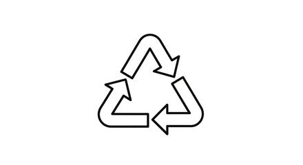 Fototapeta premium Recycling symbol icon simple black outline on white background representing sustainability and eco friendly practices