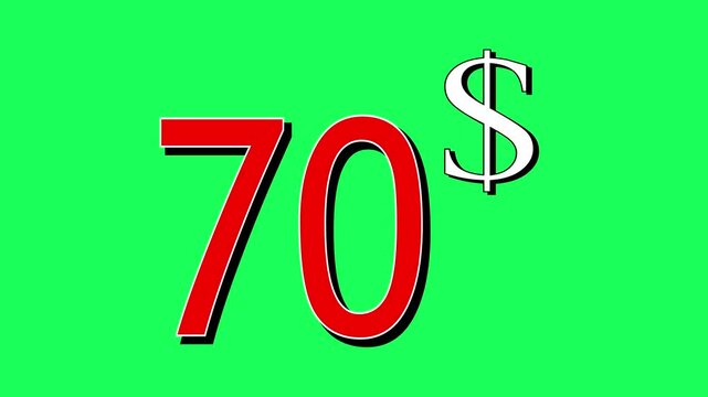 100 dollar price tag animation motion graphics on green screen for store shop .Business, technology, internet and networking concept. 4K illustration motion graphic animation. 4k,...