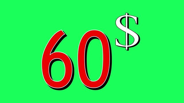 100 dollar price tag animation motion graphics on green screen for store shop .Business, technology, internet and networking concept. 4K illustration motion graphic animation. 4k,...