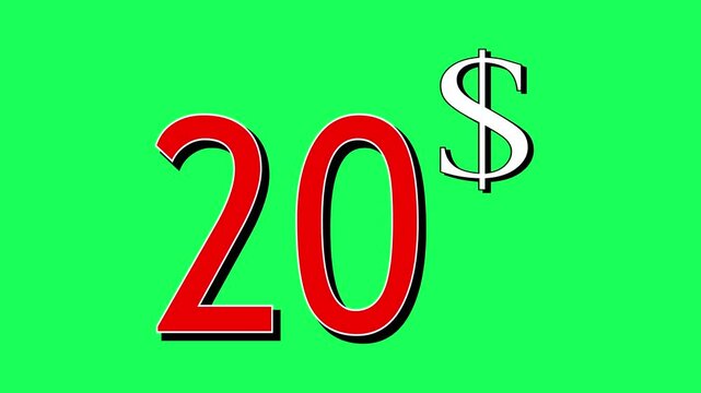 100 dollar price tag animation motion graphics on green screen for store shop .Business, technology, internet and networking concept. 4K illustration motion graphic animation. 4k,...