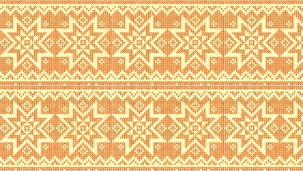 Vibrant orange knitted pattern on cream background