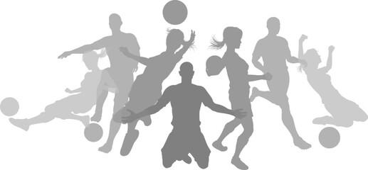 Silhouette soccer football player set. Active sports people healthy players fitness silhouettes concept. © Christos Georghiou