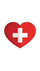 Obraz premium Red heart with white medical cross symbol representing healthcare and care.