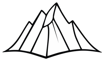 Abstract Mountain Range Illustration in Black and White Outline, Graphic Design