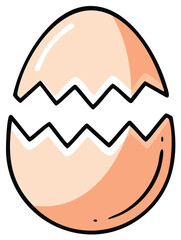 Obraz premium Whimsical cracked eggshell drawing broken into two separate pieces for spring holiday and new beginnings