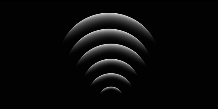 Printsensor waves set icon on grid transparent, ripple white color, sound wave light effect, radar and sonar digital technology, vector illustration