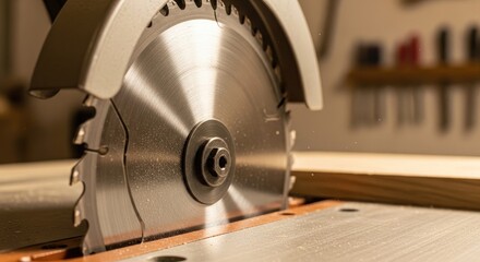 Circular Saw Blade Cutting Wood.