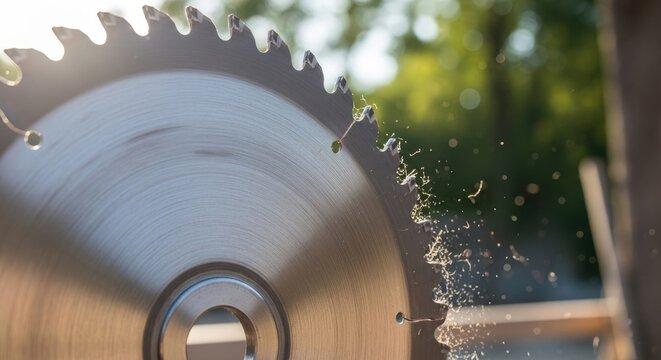 Circular Saw Blade Cutting Wood.