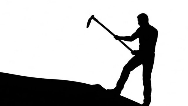 Treasure Hunter Digging Silhouette Video