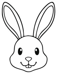 Obraz premium Simple black and white cartoon rabbit head line art for a coloring page