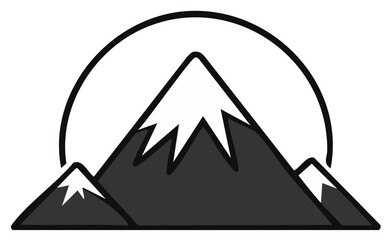 Mountain range silhouette with sun circle symbol nature outdoors