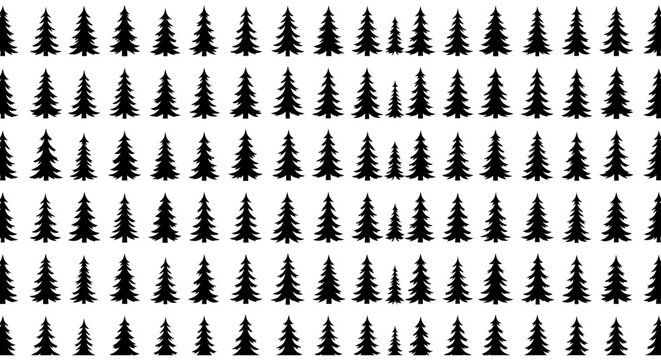 seamless christmas tree pattern black pine silhouettes on white perfect for winter holiday designs digital backgrounds textiles branding.