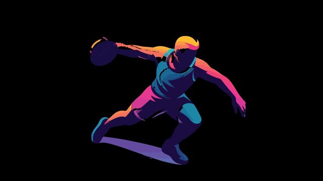Discus Thrower in Action with Colorful Aura athlete
