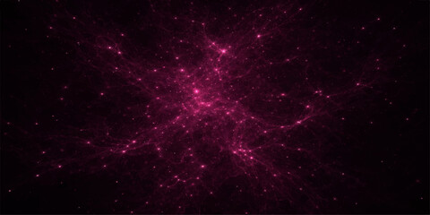 Deep blue nebula and bright starfield illustration of an abstract outer space background featuring a starry night sky and glowing galaxy light within the dark cosmic universe © Julia