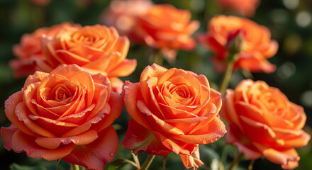 orange roses in garden