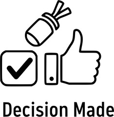Obraz premium Decision Made Approval Icon Silhouette with Checkmark, Thumbs Up and Business Confirmation Concept