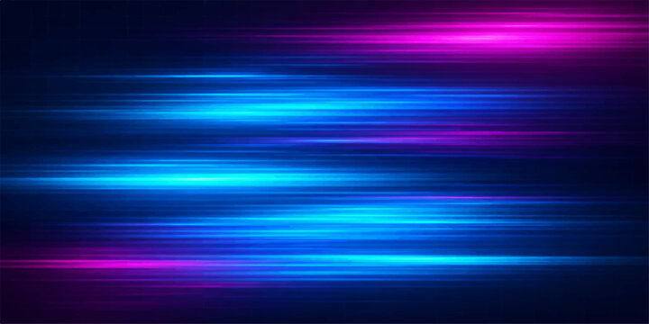 Abstract blue background with glowing rays and flowing light patterns