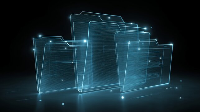 Layered folders represent hierarchical data structure in digital format for better organization