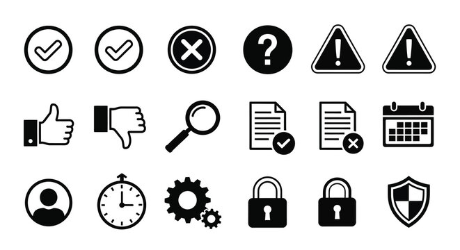 Collection of diverse black icons including symbols and a silhouette