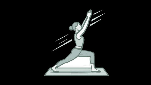 Yoga warrior pose abstract illustration asana exercise
