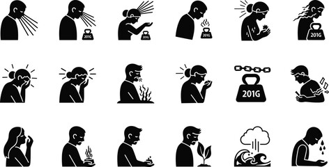 Obraz premium Vector silhouettes set of business people icons and professional stick figures including men and women avatars as black pictogram symbols for job and group sign illustrations