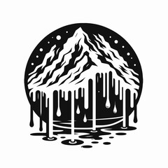 Melting Glacier Mountain Climate Icon