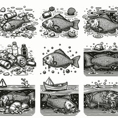 Dead Fish Plastic Pollution Icon