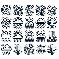 Weather Forecast Line Icon Set