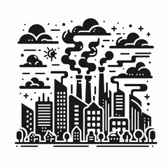 Industrial City Pollution Smoke Icon