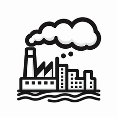 Factory Pollution Smoke Water Icon