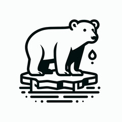 Polar Bear Melting Ice Climate Icon