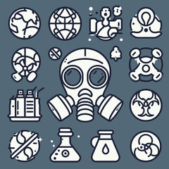 Biohazard Gas Mask Radiation Icon Set