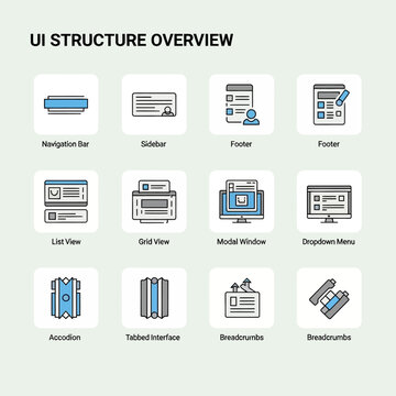 User interface structure overview icons.