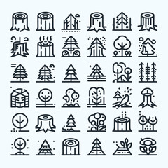Forest Trees Deforestation Reforestation Icons