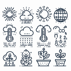 Climate Change Greenhouse Gas Icon Set