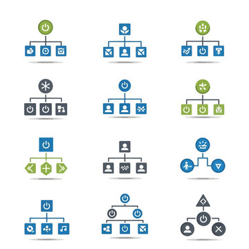 Flowchart business process management icons.