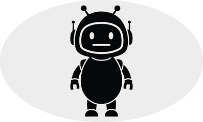 Obraz premium A black and white illustration of a robot with antennae
