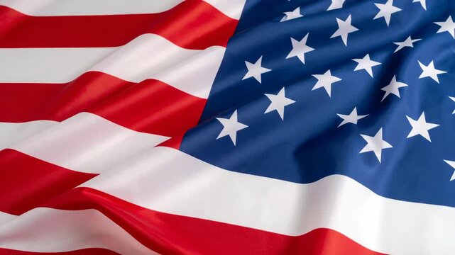 Close-up of American flag with ripples and stars