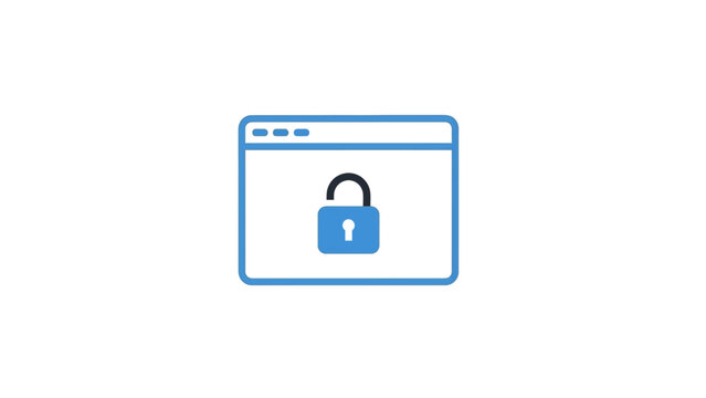Digital padlock on browser window screen.