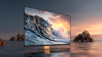 Clean computer display mockup over vibrant gradient backdrop wallpapers