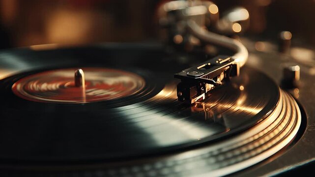 4k seamless video of vynil playing music.