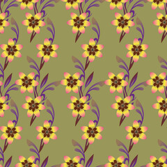 Seamless pattern from bouquet cute floral Traditional ornament yellow floral pattern,Abstract seamless simple floral pattern. Flower pattern. Spring pattern. used for textile, wallpaper, card   © BALEE