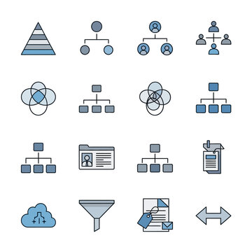 Business process management flow chart icons.