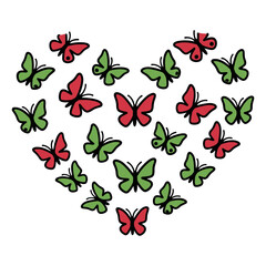 Colorful Butterfly Heart Shape Illustration