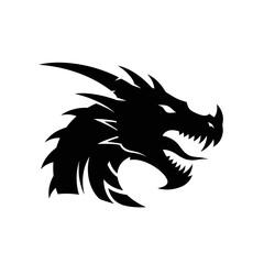 Black dragon head silhouette graphic design.
