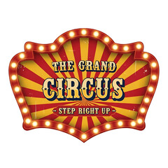 Grand Circus Marquee Sign with Vintage Lights and Stripes
