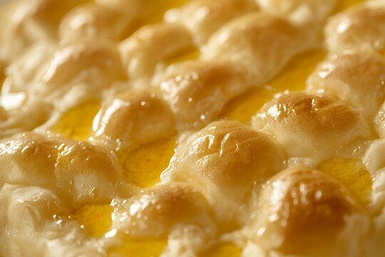 Turkish Pii dough frying in golden oil closeup