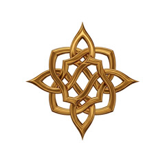 Intricate golden Celtic knot star symbol on white background, elegant design